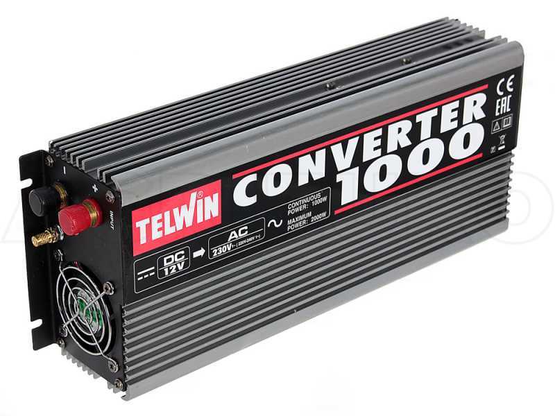 Telwin Converter 1000 Inverter Current Converter from 12 V DC to 230 V AC - 1000W Power