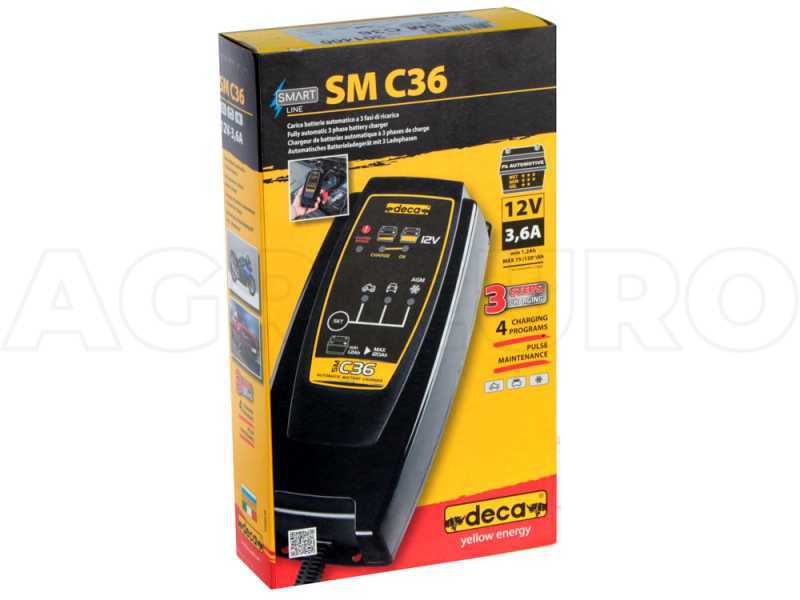 Deca SM C36 Automatic Car Battery Charger - 12V - Car and Motorcycle Batteries up to 75Ah