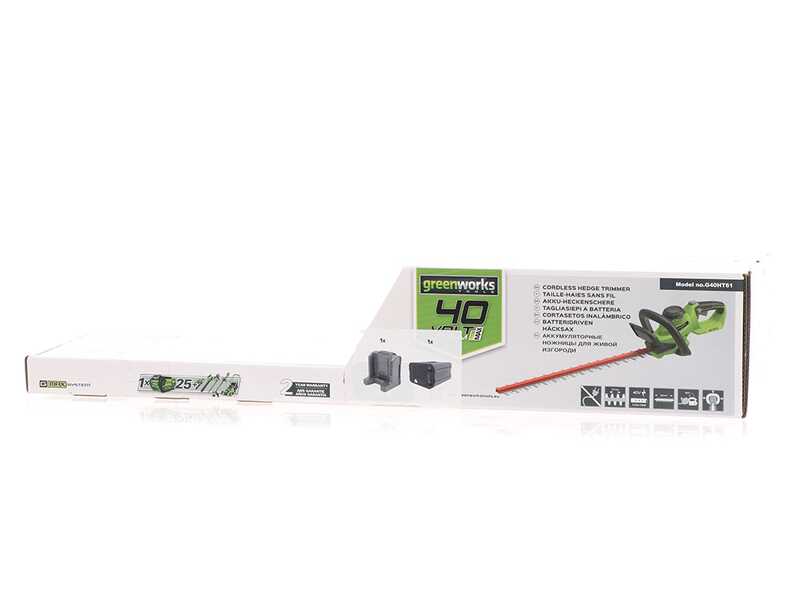 Greenworks G40HT Battery-powered Electric Hedge Trimmer, 40V - 61 cm Blade - 2A 40V Battery