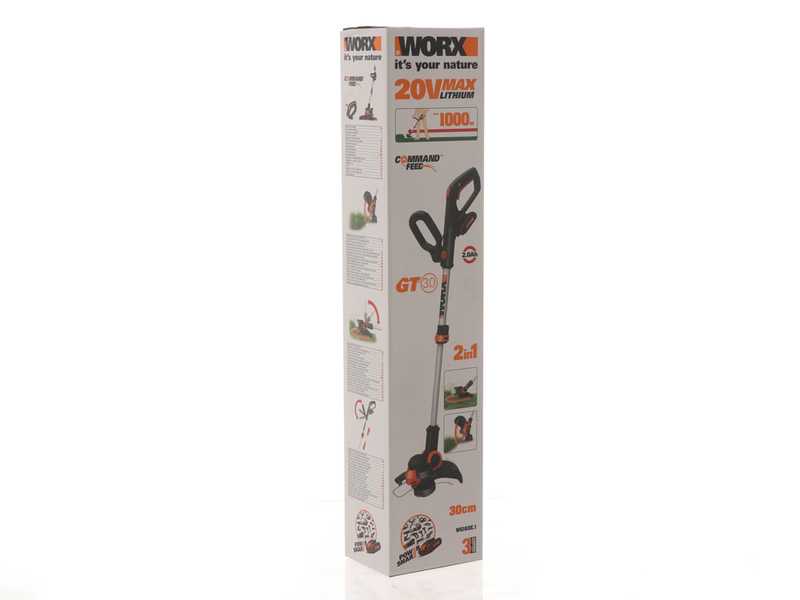 Worx WG163E.1 Electric Edge Strimmer - 20 V/ 2Ah Lithium battery-powered brush cutter
