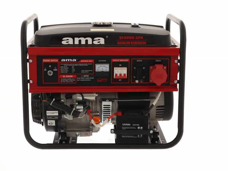 AMA QF6000 3HP - 6.5 kW Power Generator with AVR and Electric Start - DC 6 kW Three-phase