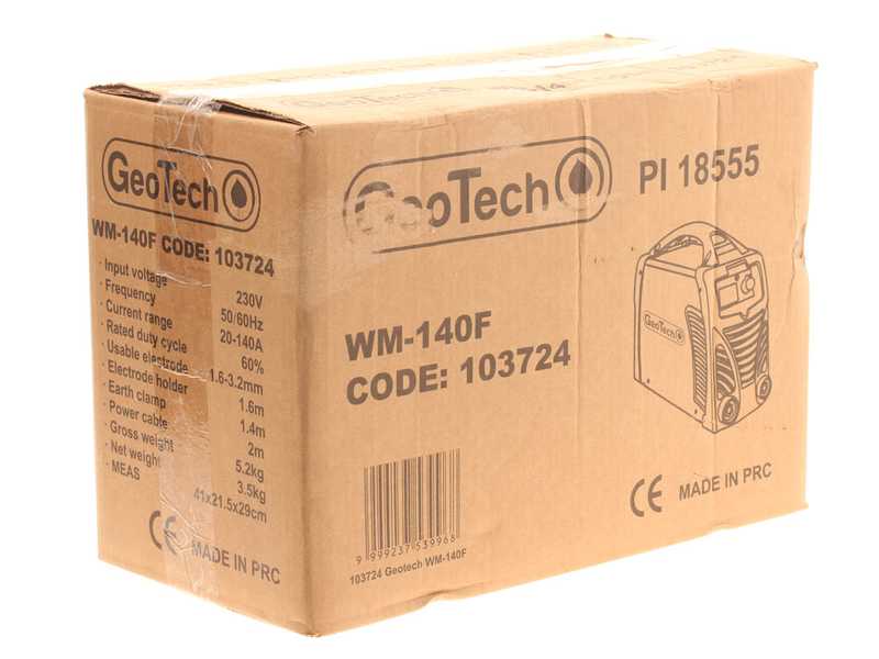 GeoTech WM-140 F Inverter Electrode Direct Current Welding Machine - 140 A - with MMA Kit