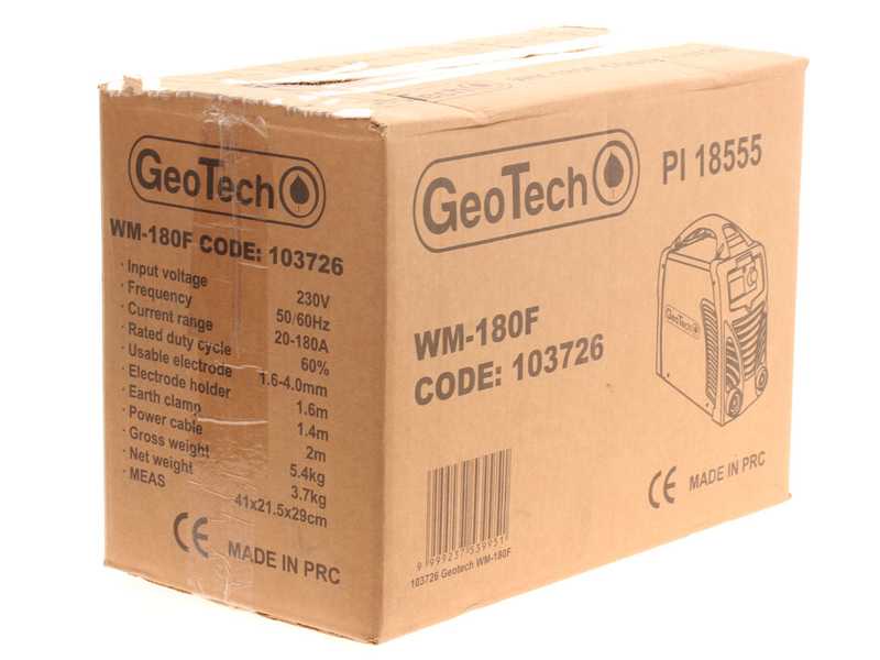 GeoTech WM-180 F Inverter Electrode Direct Current Welding Machine - 180 A - with MMA Kit