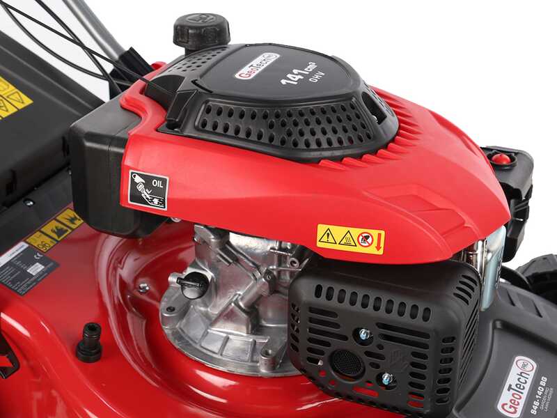 GeoTech Pro S46-140BG Petrol Lawn Mower - Self-propelled 2 in 1: Grass Collection + Rear Discharge