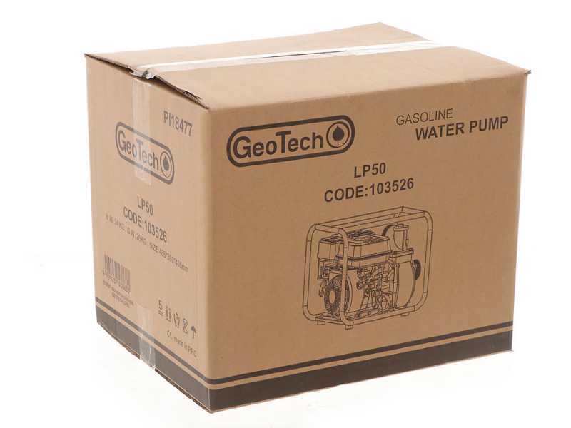 GeoTech LHP80 Petrol Water Pump, 80 mm fittings - 3 inches, self-priming - 13 HP
