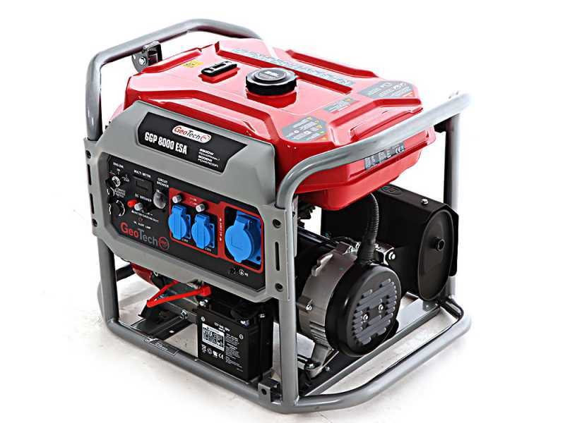 GeoTech PRO GGP 8000 ESA - 6.5 kW Wheeled Power Generator with AVR and Electric Start - DC 6 kW Single-phase