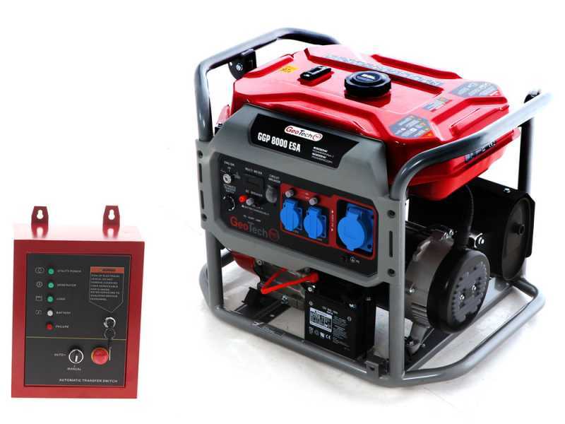 GeoTech PRO GGP 8000 ESA - 6.5 kW Wheeled Power Generator with AVR and Electric Start - DC 6 kW Single-phase