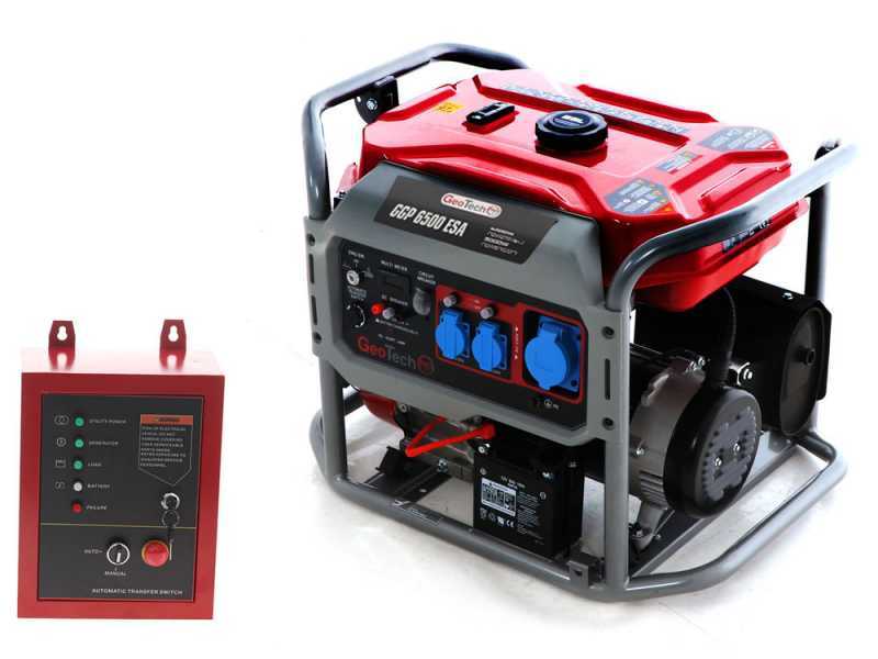 GeoTech PRO GGP 6500 ESA - 5.4 kW Wheeled Power Generator with AVR and Electric Start - DC 5 kW Single-phase