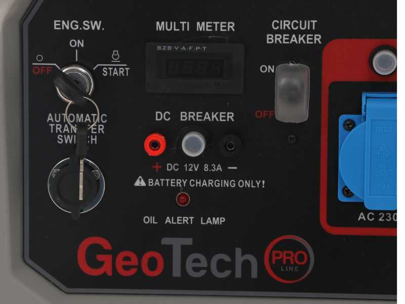GeoTech Pro GGP 9500-3 ESA - 7.8 kW Wheeled Power Generator with AVR and Electric Start - DC 7.5 kW + ATS