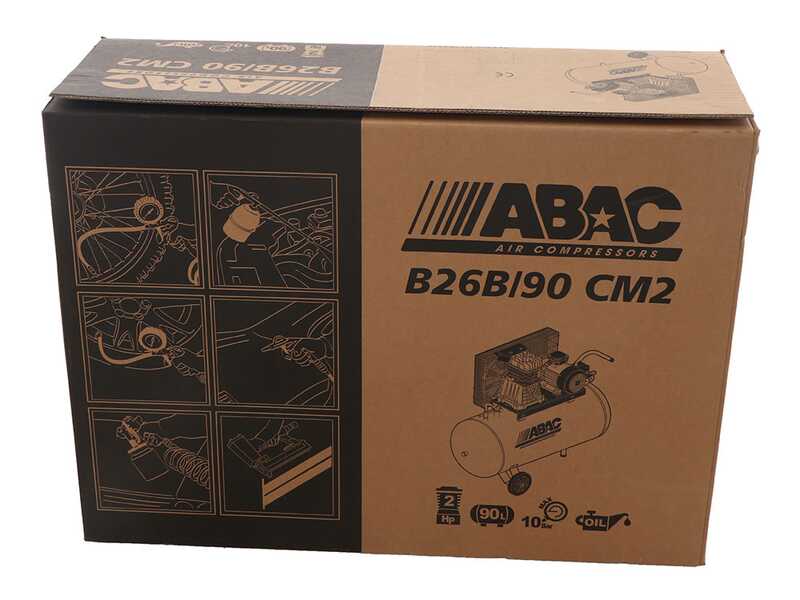 ABAC LINE B26/90 CM2 - Single-phase electric belt driven air compressor - Motor 2 HP - 90 l