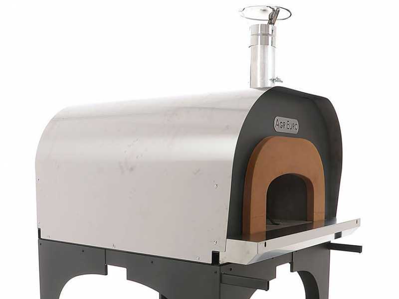 AgriEuro Premium Line Cibus Inox 1000 -  Outdoor Wood-fired Oven with 100 &Oslash; Chamber, 6 Pizzas