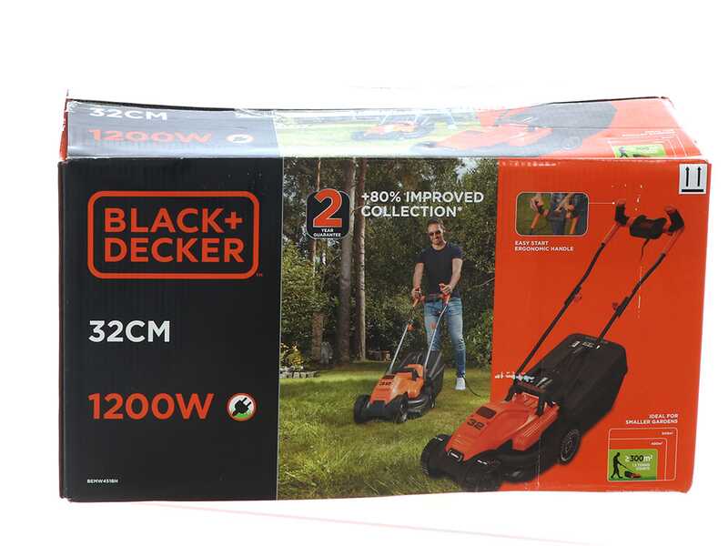 Black&amp;Decker BEMW451BH-QS Electric Lawn Mower - 32 cm Cutting Width, 1200W Power