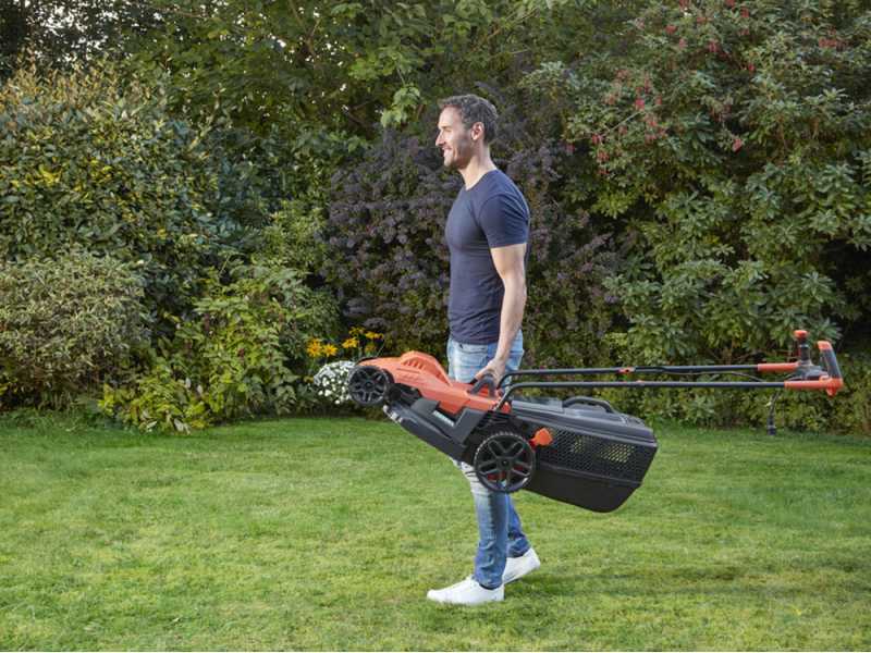 Black Decker BEMW461BH QS Electric Lawn Mower 34 cm Cutting Width 1400W Power