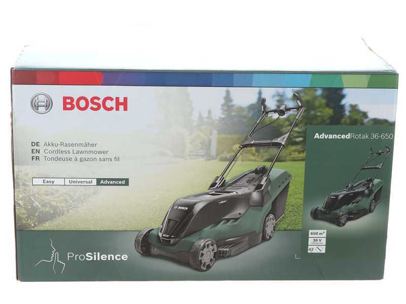 BOSCH AdvancedRotak 36-650 Battery-powered Electric Lawn Mower - 4Ah Lithium-ion Battery - Grass Collector