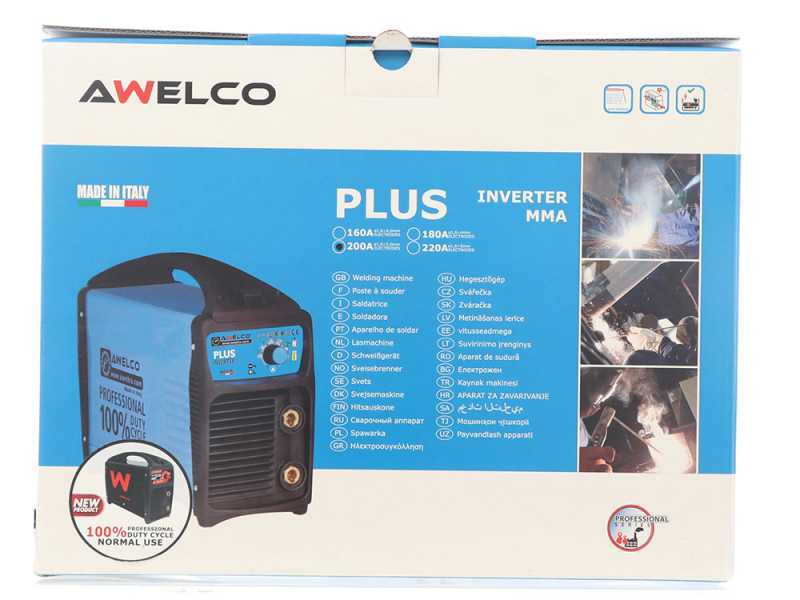 Awelco Plus 210 - 200A - 230V Direct Current MMA Electrode Inverter Welding Machine