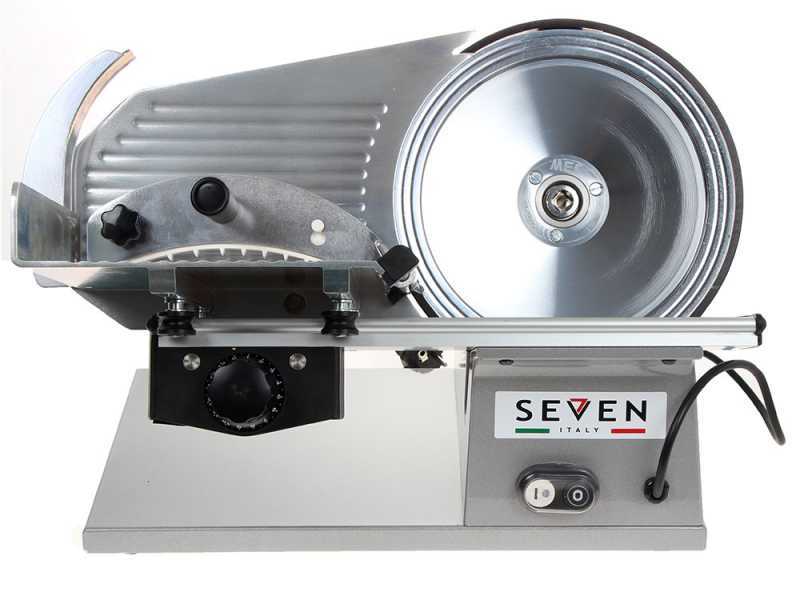 Seven Italy PS 250 PRO Silver - Meat Slicer with 250 mm Blade - Sharpener Included - 180W