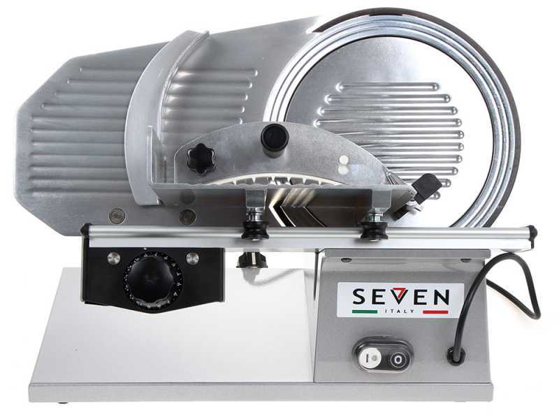 Seven Italy PS 250 PRO Silver - Meat Slicer with 250 mm Blade - Sharpener Included - 180W