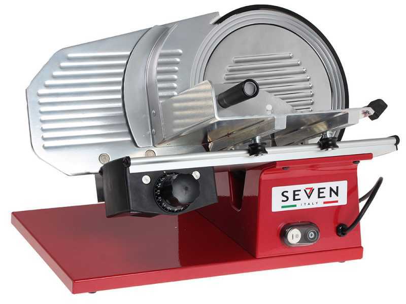 Seven Italy PS 250 PRO Red - Meat Slicer with 250 mm Blade - Sharpener Included - 180W