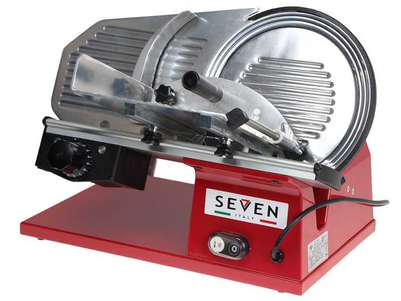 Seven Italy PS 250 PRO Red - Meat Slicer with 250 mm Blade - Sharpener Included - 180W