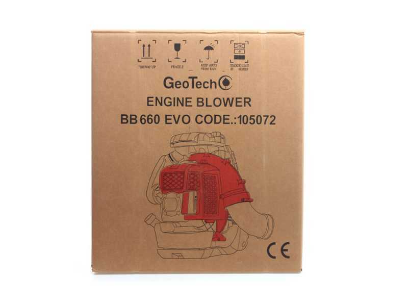 GeoTech BB660 EVO  2-stroke Backpack Leaf Blower - Padded Back Panel - 248 Km/h Blowing Speed