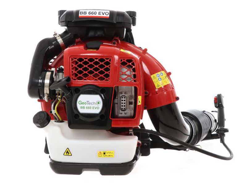 GeoTech BB660 EVO  2-stroke Backpack Leaf Blower - Padded Back Panel - 248 Km/h Blowing Speed