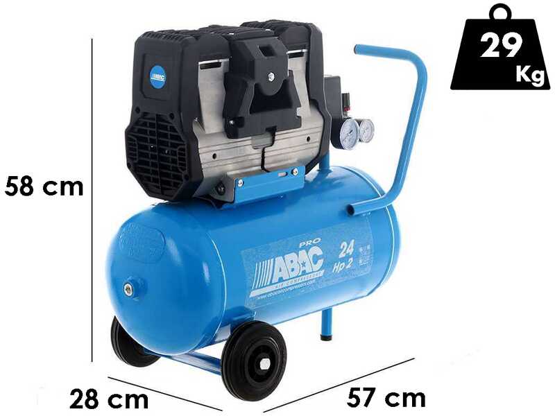 ABAC POLE POSITION OS20P - Silenced, oil-less, single-phase electric air compressor - Motor 2 HP - 24 litres