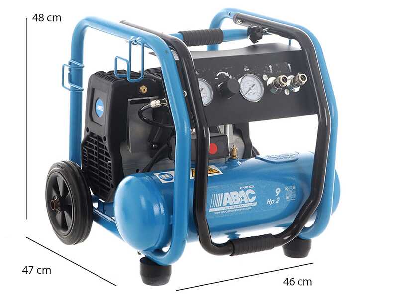 ABAC PORTABLE ROLLCAGE OS20P - Silenced, oil-less, single-phase electric air compressor - Motor 2 HP - 9 lt