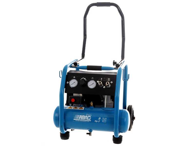 ABAC PORTABLE ROLLCAGE OS20P - Silenced, oil-less, single-phase electric air compressor - Motor 2 HP - 9 lt