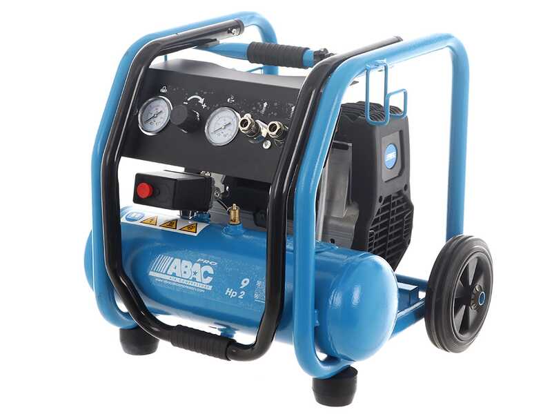 ABAC PORTABLE ROLLCAGE OS20P - Silenced, oil-less, single-phase electric air compressor - Motor 2 HP - 9 lt