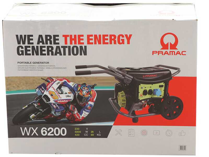 Pramac WX6200 - 5.8 kW Wheeled Power Generator with AVR - DC 5.4 kW Single-phase
