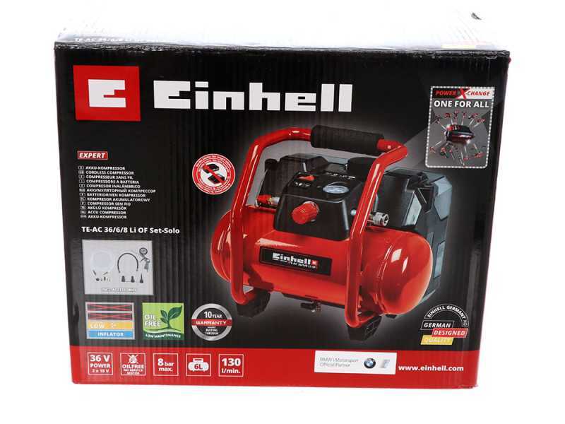 Einhell TE-AC 36/6/8 Li OF Set Oilless Battery-powered Air Compressor - 3 Ah 2x18V
