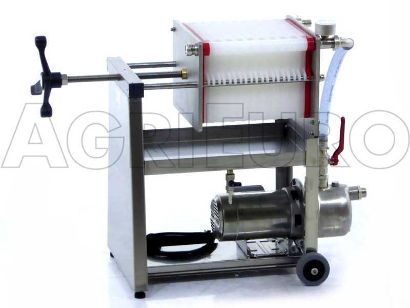 Enotecnica Pillan AF20 - Wheeled Wine Carton Filter - Stainless Steel Pump