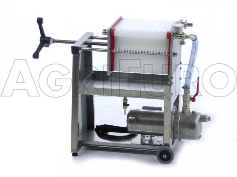 Enotecnica Pillan AF20 - Wheeled Wine Carton Filter - Stainless Steel Pump