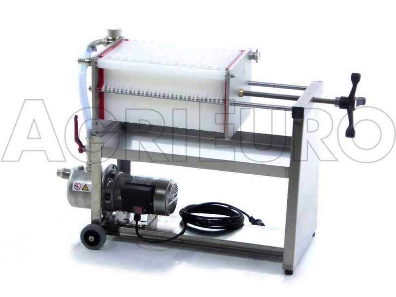 Enotecnica Pillan AF30 - Wheeled Wine Carton Filter - Stainless Steel Pump