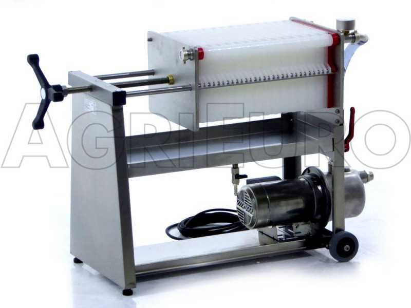Enotecnica Pillan AF30 - Wheeled Wine Carton Filter - Stainless Steel Pump