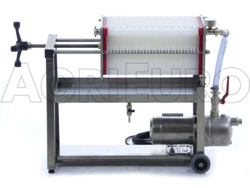 Enotecnica Pillan AF30 - Wheeled Wine Carton Filter - Stainless Steel Pump