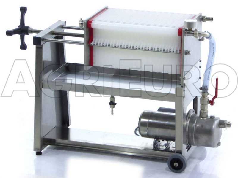 Enotecnica Pillan AF30 - Wheeled Wine Carton Filter - Stainless Steel Pump