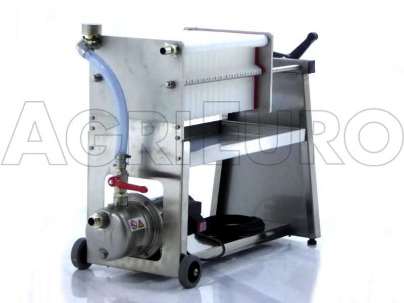Enotecnica Pillan AF30 - Wheeled Wine Carton Filter - Stainless Steel Pump