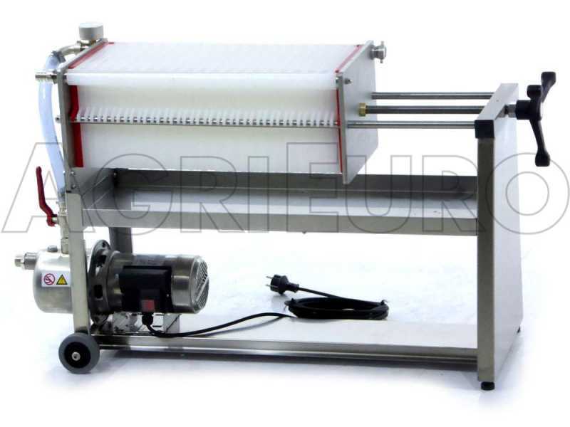 Enotecnica Pillan AF40 - Wheeled Wine Carton Filter - Stainless Steel Pump