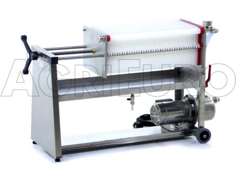 Enotecnica Pillan AF40 - Wheeled Wine Carton Filter - Stainless Steel Pump