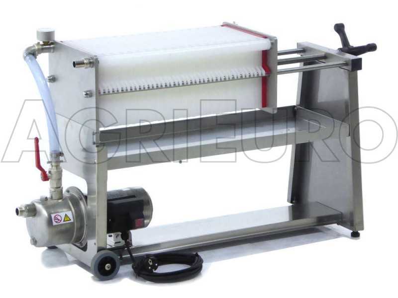 Enotecnica Pillan AF40 - Wheeled Wine Carton Filter - Stainless Steel Pump