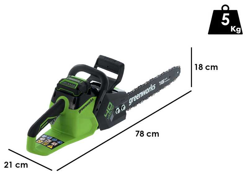 Greenworks GD40CS18 - 40V Electric Chainsaw - WITHOUT BATTERY AND CHARGER