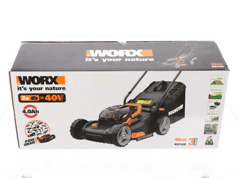 Worx WG743E Battery-powered Electric Lawn Mower - 2 X 20 V 4Ah Batteries