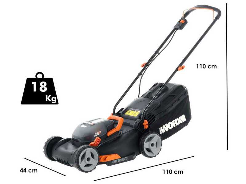 Worx WG743E Battery-powered Electric Lawn Mower - 2 X 20 V 4Ah Batteries