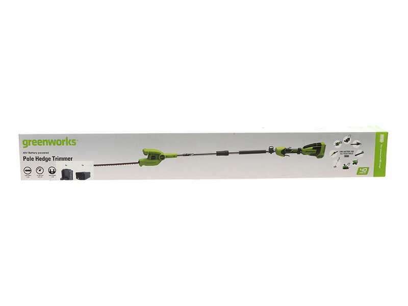 Greenworks G40PHA Adjustable Electric Hedge Trimmer on Telescopic Pole, 40 V - 40V/2Ah Battery
