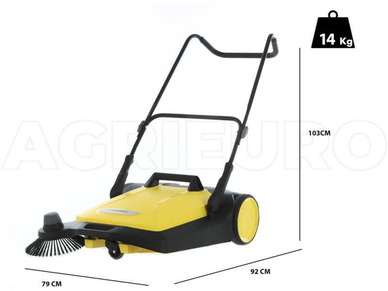 K&auml;rcher S 6 Manual Hand-push Power Sweeper with collection basket - Height Adjusting Knob - 38 L Collector