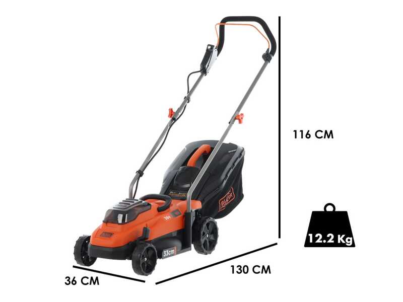 Black &amp; Decker BCMW3336L2-QW Battery-powered Electric Lawn Mower - 36 V 2.5 Ah
