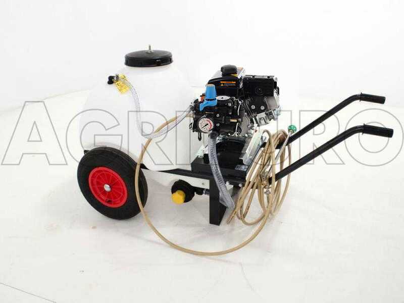 Comet MTP MC 25 Sparyer Pump - Loncin 148F-2 and 120 L Tank Trolley with Hook Kit