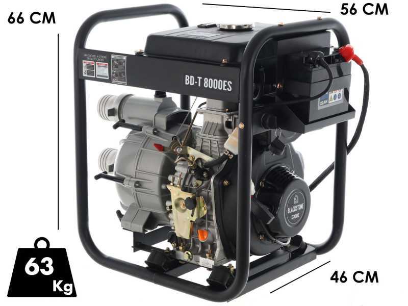 BlackStone BD-T 8000ES Diesel Water Pump for Dirty Waters, 80 mm Fittings - Euro 5