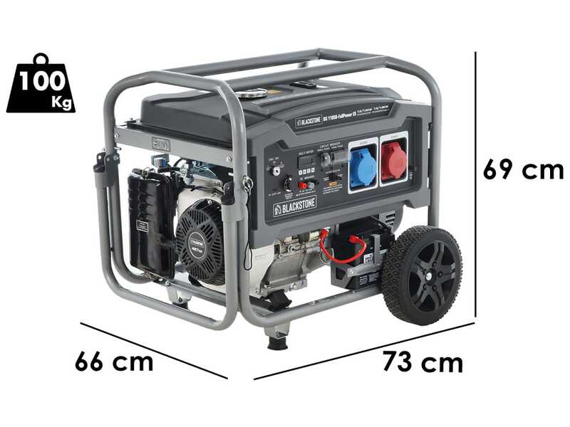 BlackStone BG 11050 - 7.8 kW Wheeled Petrol Power Generator with AVR - DC 7.5 kW Full-Power